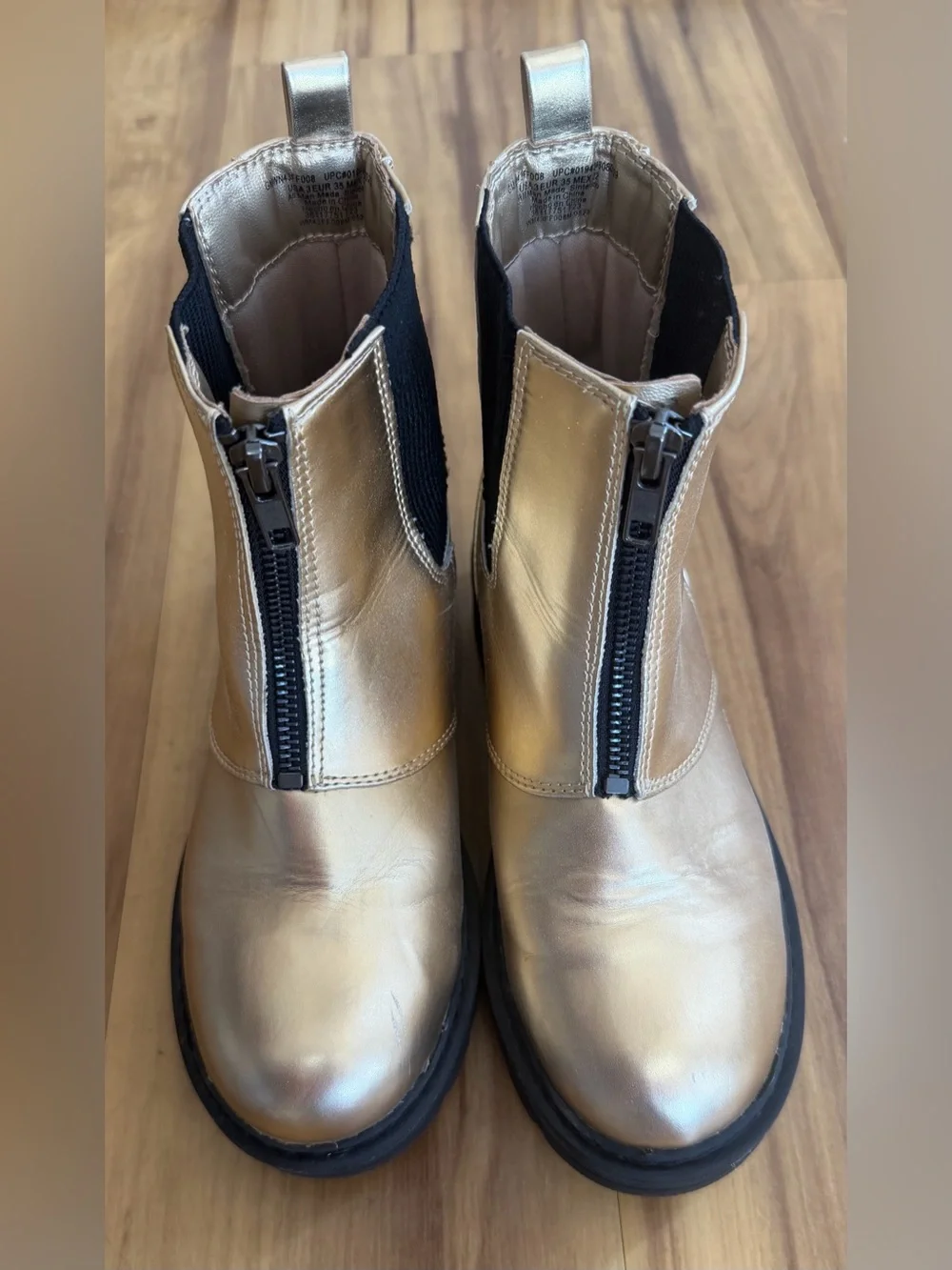 Wonder Nation Metallic Gold Front-Zip Chelsea Boots - Youth 3